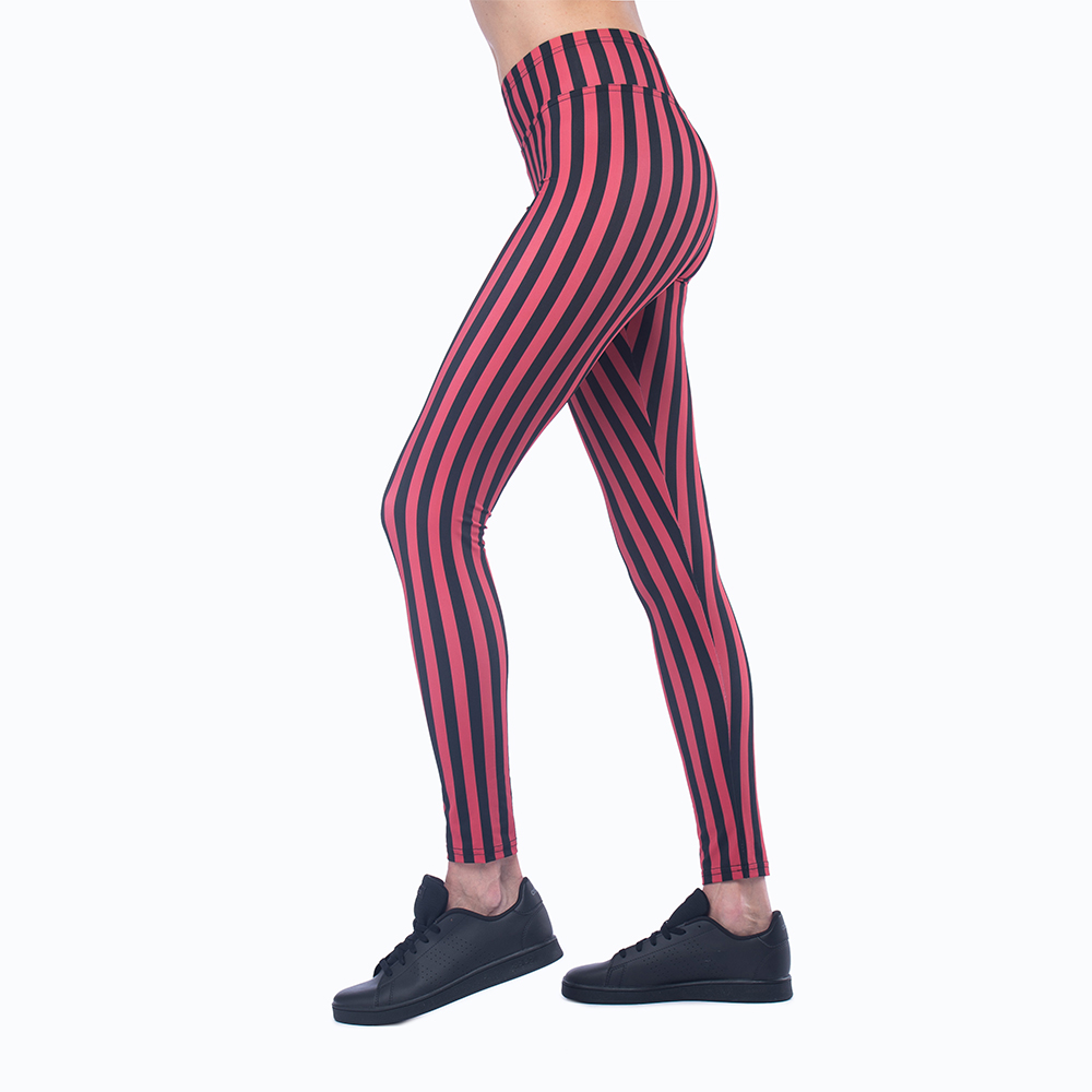 HDE Women Blue Red Stripe Leggings Thing Halloween 5K Theme Pants Workout  Tights 